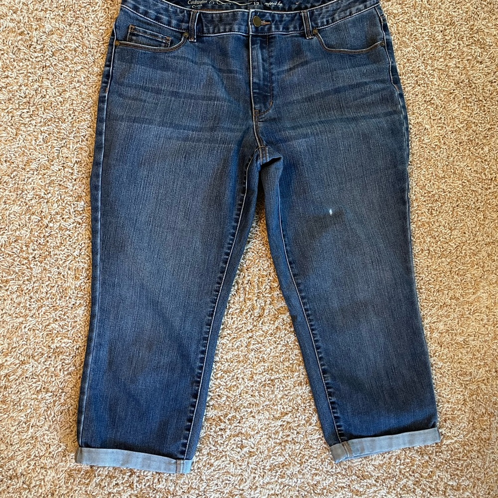 Coldwater Creek Natural Fit Medium Washed Crop Cropped Leg Denim Jeans Size 12